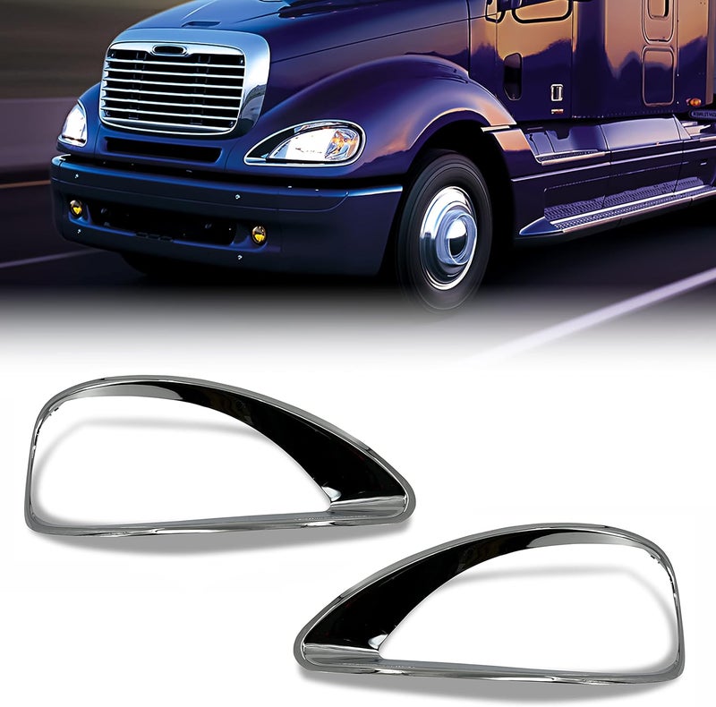 Torque PAIR Chrome Headlight Bezel Trim Replacement for 2001-2022 Freightliner Columbia semi Trucks Models Driver Left Passenger Right Side Assembly DOT SAE Approved LH RH (TR592-L, TR592-R) - Image 1